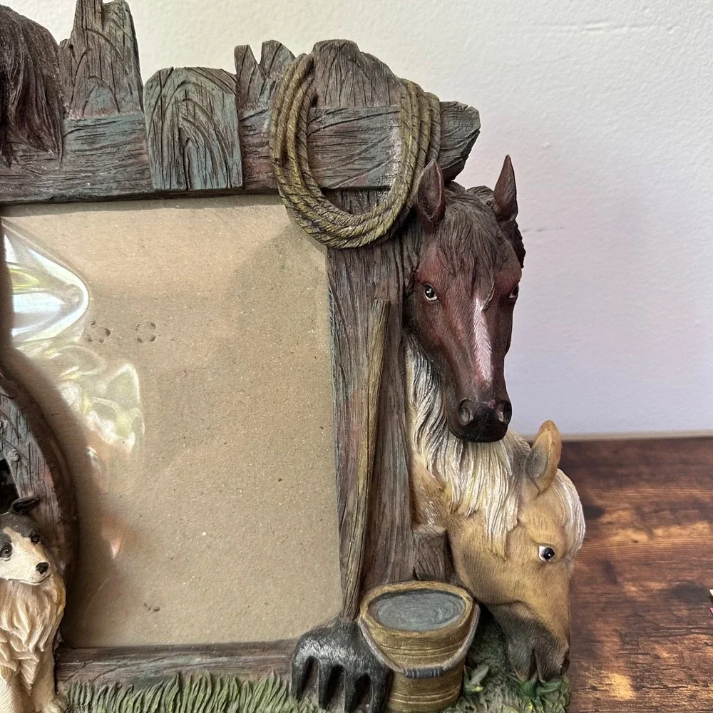 Western‎ Cowboy Horse Resin Picture Frame 4x6 Rustic Ranch Decor Tabletop 3D